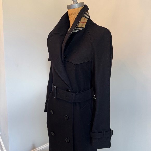 Burberry Black Cranston Short Wool-Blend Trench Coat Size US 4 NWT - Picture 3 of 9
